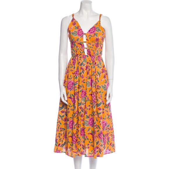 Caroline Constas Floral Print A-line Dress Sleeveless with VNeck size Medium NWT - Picture 1 of 6
